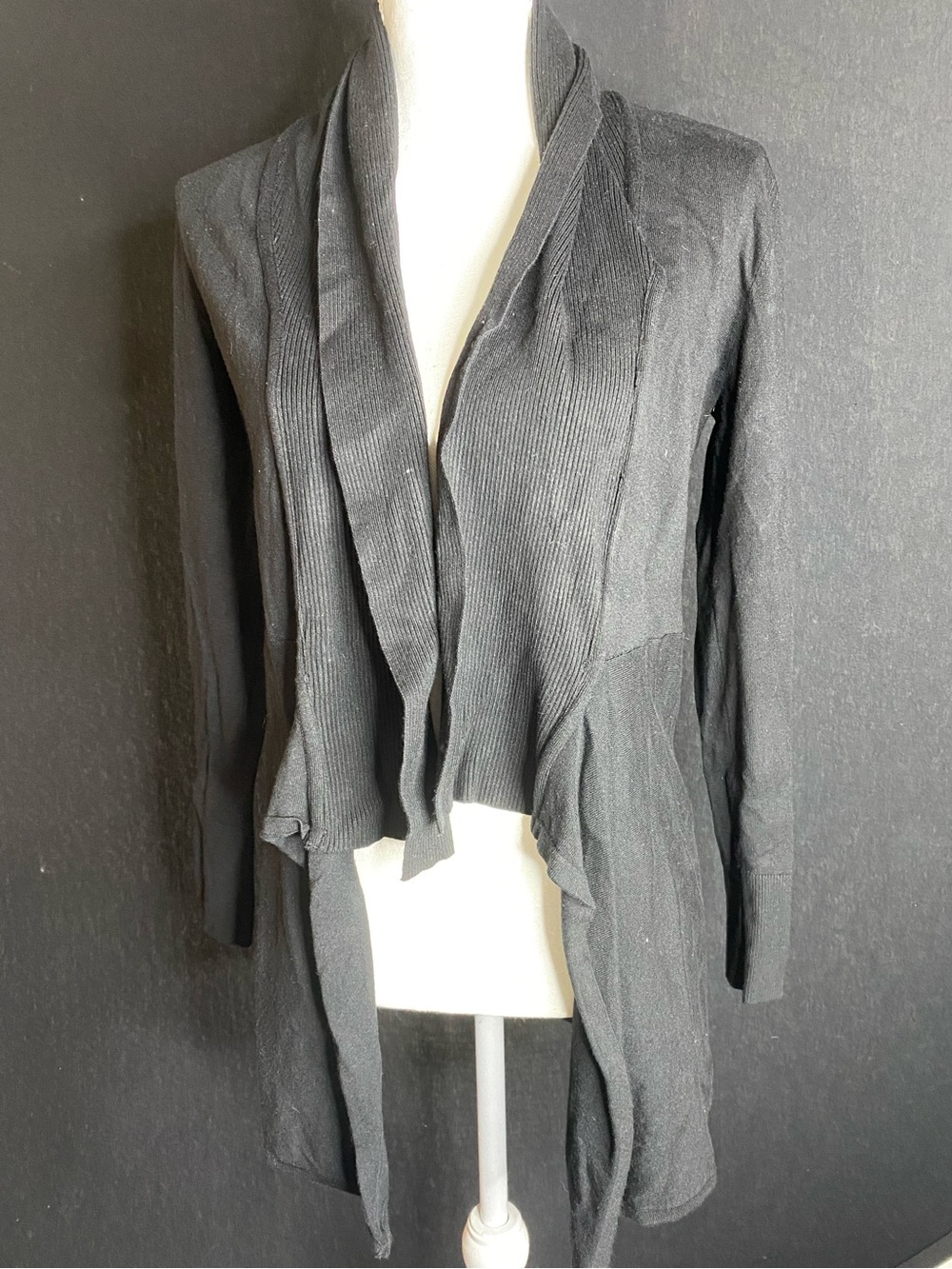 White House Black Market Black Draped Open-Front Cardigan Jacket